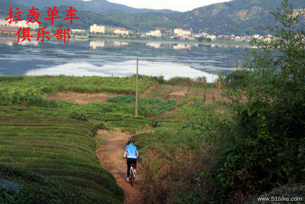 远处的湖景很美，但是我们已经完全沉浸在骑行的乐趣中了