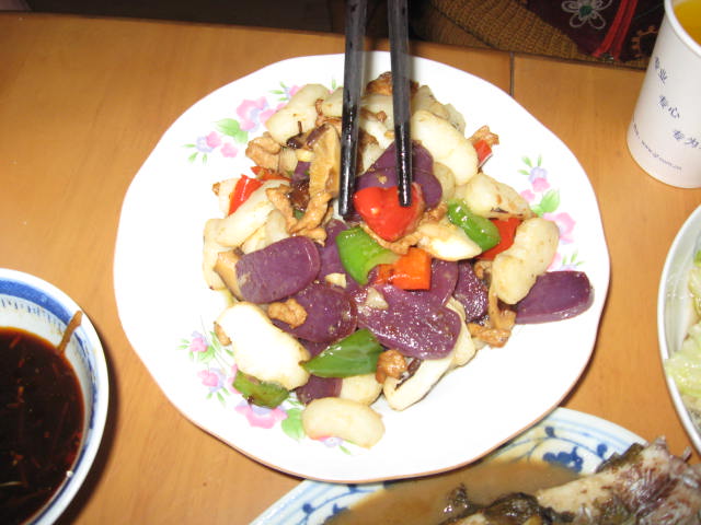 紫薯年糕炒荸荠