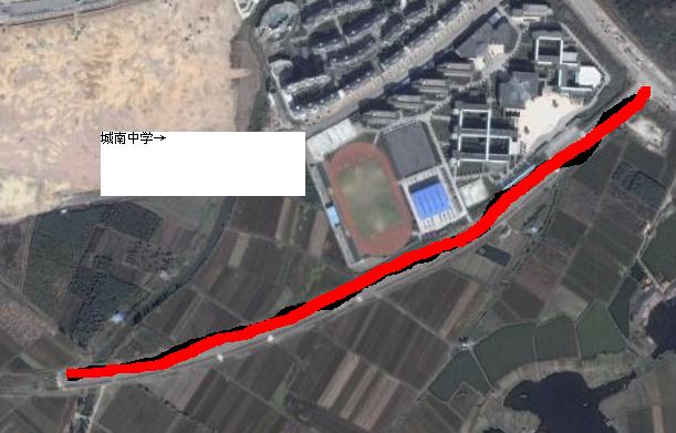 这是google earth上面截的图就是我用红色粗线画的这条路，旁边就是城南中学……