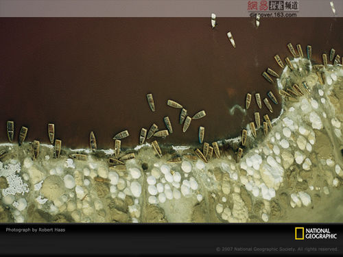 在西非塞内加尔国的Retba湖边，有一条用盐堆积起来的海岸线。食盐收集者依靠从高盐分浓度的湖水中炼制食盐为 ...